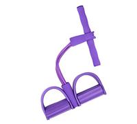 POPOTI Foot Pedal Exercise Band, Sit Up Bodybuilding Expander Rally Elastic Rope 4-Tube Pull Rope Fitness Accessories for Abdomen Waist Arm Training Resistance Band (Purple)