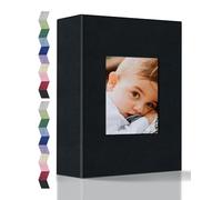 Popotop Album photo de 10 x 15 à 100 photos avec 100 pochettes verticales, couverture en lin pour photos de famille, anniversaire de mariage, vacances de bébé