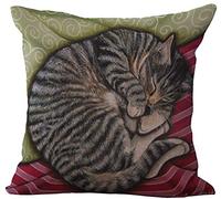Popoye Housse de coussin en coton mélangé avec motif chats endormis - 45,7 x 45,7 cm