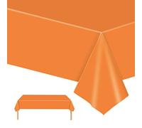 POPOYU 1 Pièces Nappe Orange Jetable,54x108 Pouces Nappe Rectangulaire Anniversaire,Nappe Orange Couverture de Table en Plastique,Nappes Imperméables pour Anniversaire,Picnic,Exterieur,Mariage,Noël