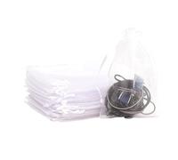 POPOYU 100Pcs Sachet Organza Blanc, 9×12cm Pochette Bijoux, Sachet Lavande Vide, Tulle Dragées, Sachet Dragees, Pochon Bijoux, Sac Organza, Sac Cadeau Tissu, Jewellery Drawstring Bag, Pochons