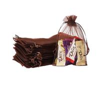 POPOYU 100Pcs Sachet Organza Café, 10×15cm Pochette Bijoux, Sachet Lavande Vide, Tulle Dragées, Sachet Dragees, Pochon Bijoux, Sac Organza, Sac Cadeau Tissu, Jewellery Drawstring Bag, Pochons