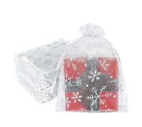 POPOYU 100Pcs Sachet Organza pour Noël 10×15cm - Pochette Bijoux, Lavande Vide, Tulle Dragées, Pochon Bijoux, Sac Cadeau Tissu, Jewellery Drawstring Bag