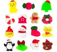 POPOYU 15Pièces Noël Kawaii Mochi Squishy Toys,Mignon Animaux Squishy Anti Stress Enfant,Mini Squishies Soft Squeeze Jouet,Cadeau Halloween Noël Pâques Anniversaire Invites Pochette Surprise Enfant