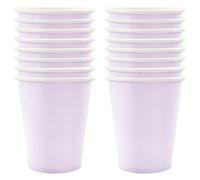 POPOYU 16 Pièces Gobelet Lilas, Table Papier Verre en Carton Joyeux Anniversaire, Gobelets de Fête et Mariage pour Cocktail, Boissons, Restauration