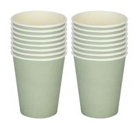 POPOYU 16 Pièces Gobelet Papier Jetable Vert Sauge, Joyeux Anniversaire, Gobelets de Fête en Papier pour Cocktail, Boissons, Restauration