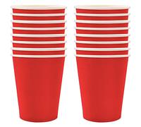POPOYU 16 Pièces Gobelets en Carton Rouge, Joyeux Anniversaire, Mariage, Cocktail, Boissons, Restauration