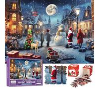 POPOYU 2025 Calendrier de l’Avent Puzzle de Noël,24 Boîtes Puzzle Jigsaw Noël de 1008 Pièces,Calendriers puzzle de Vacances Familiales,Calendrier Compte à Rebours pour Cadeau Décoration Noel (70x50cm)
