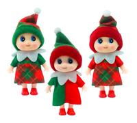 POPOYU 3 Pièces Mini Bebe Lutin Farceur de Noel,Bébé Lutin Farceur de Noel,Bébé Poupée Elfe Accessoire Lutin Farceur de Noel,Petites Poupées Elfes de Noël pour Filles et Garçons Jouet Fantaisie