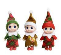 POPOYU 3 Pièces Mini Elfes de Noël - Petit Lutin Noël Accessoires pour Bébé - Elfie (Garçon) et Elvie (Fille) Petite Poupée Elfe pour Filles Garçon Tradition de Noël - Cadeaux de Noël Jouets Nouvel An
