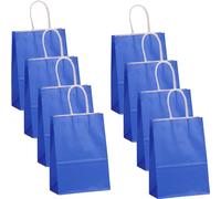 POPOYU 30 Pièces Petits Sacs Cadeaux avec Poignées, Bleu Roi Sacs en Papier 15x8x21cm Kraft Recyclable, Sacs Cadeaux pour Fête d'enfants, Prénatale, Anniversaire, Mariage, Bonbons de Noël