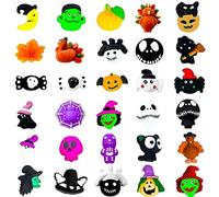 POPOYU 30PCS Mini Mochi Squishy Kawaii de Halloween, Jouets Doux à Presser, Mini Animaux pour Soulager Le Stress, Fête d'Enfant, Cadeau, Calendrier