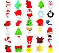 POPOYU 30PCS Mochi de Noël Squishy Miniatures - Jouets Sensoriels Anti-Stress Kawaii pour Enfants - Cadeaux de Fête, Calendrier de l'Avent, Décoration de Table - Figurines Smushies Molles et Mignonnes