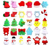 POPOYU 30Pièces Noël Kawaii Mochi Squishy Toys,Mignon Animaux Squishy Anti Stress Enfant,Mini Squishies Soft Squeeze Jouet,Cadeau Halloween Noël Pâques Anniversaire Invites Pochette Surprise Enfant