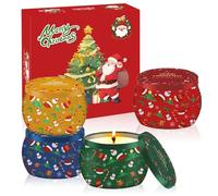POPOYU 4Pcs Bougie Parfumées Noël,Grosse Bougie Noel 5,65 OZ Bougies Coffret Bougies Parfumées Cadeau,Coffrets Cadeaux de Noël Bougies Parfumées Decorative pour Cadeau de Noel Femme Décoration Maison