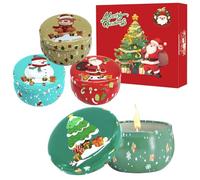 POPOYU 4PCS Coffret Bougies Parfumées Cadeau pour Noël,2.5oz Bougies d'aromathérapie Parfumées,Set de Naturelles en Cire de Soja Bougies Parfumées de Noël pour Décoration,Soulage le Stress