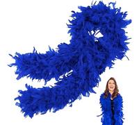 POPOYU Bleu Roi Boa en Plumes,2M/6.6ft Boa à Plumes Unisexe,80g Boa Plumes pour DIY Accessoire de Déguisement, Charleston Carnaval Fête Costumée, Décoration Halloween Noël Mariage Cosplay