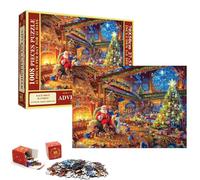 POPOYU Calendrier de l'Avent 2024 Puzzle de Noël en Famille de Vacances, 1008 Pièces 24 Boîtes pour Compte à Rebours jusqu'à Noël, Une Boîte par Jour, 28" x 20" Décoration d'intérieur, Cadeaux de Noel