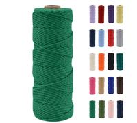 POPOYU Cordon en coton naturel pour macramé - 2 mm - 100 m - Sans produits chimiques - Pour loisirs créatifs, macramé, emballage cadeau, décoration de Noël et de mariage - Vert émeraude