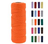 POPOYU Cordon en coton naturel pour macramé - 2 mm - 100 m - Sans produits chimiques - Pour loisirs créatifs, macramé, emballage cadeau, décoration de Noël et de mariage - Orange