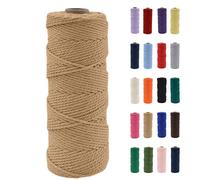 POPOYU Cordon en macramé coton naturel 2 mm 100 m Couleur lin Sans produits chimiques Pour loisirs créatifs, macramé, emballage cadeau, décoration Noël mariage