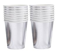 POPOYU Lot de 16 gobelets de fête en papier argenté de 250 ml - Gobelets jetables pour mariage, bricolage, fournitures de fête, thé, restauration