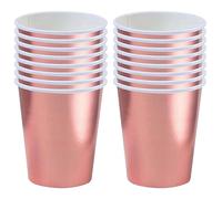 POPOYU Lot de 16 gobelets en papier or rose de 250 ml - Gobelets jetables pour mariage, bricolage d'enfants, fournitures de fête, thé, boissons chaudes et froides
