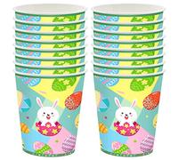 POPOYU Lot de 16 gobelets en papier pour fête de Pâques pour enfants - Motif lapin de Pâques - Vert