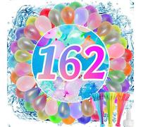 POPOYU Lot de 162 ballons bombes à eau en latex, remplissage rapide, mini ballons biodégradables, faciles à remplir Water ballon pour enfants, garçons et filles, été, natation,Fêtes,et Jeux en Famille