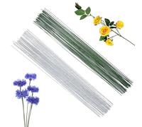 POPOYU Lot de 200 Tige Fleur Papier de Calibre 26/0.5mm,40cm Tige Fleuriste Fils de Fleur Florale,Fil Recouvert pour Fabrication de Fleurs,Fleurs Artificielles,Bouquets de Fleurs(Blancs Vertfoncé)