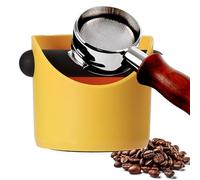 POPOYU Mini boîte à café expresso, boîte à café jaune, petite boîte à frapper avec barre de frappe amovible absorbant les chocs et base antidérapante, accessoires de barista