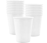 POPOYU MOMAHUA 16 Pièces Gobelets en Papier - Blanc Gobelets en Carton 25cl - Multicolores Tasses de Fête Solides et Épais - Pour Café, Thé, Boissons Froides - Fête Anniversaire Mariage Vacances