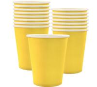 POPOYU MOMAHUA 16 Pièces Gobelets en Papier - Jaune Gobelets en Carton 25cl - Multicolores Tasses de Fête Solides et Épais - Pour Café, Thé, Boissons Froides - Fête Anniversaire Mariage Vacances