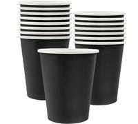 POPOYU MOMAHUA 16 Pièces Gobelets en Papier - Noir Gobelets en Carton 25cl - Multicolores Tasses de Fête Solides et Épais - Pour Café, Thé, Boissons Froides - Fête Anniversaire Mariage Vacances
