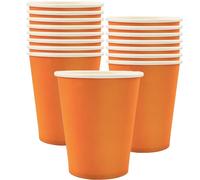 POPOYU MOMAHUA 16 Pièces Gobelets en Papier - Orange Gobelets en Carton 25cl - Multicolores Tasses de Fête Solides et Épais - Pour Café, Thé, Boissons Froides - Fête Anniversaire Mariage Vacances