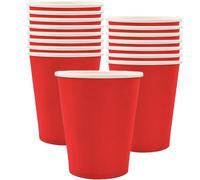 POPOYU MOMAHUA 16 Pièces Gobelets en Papier - Rouge Gobelets en Carton 25cl - Multicolores Tasses de Fête Solides et Épais - Pour Café, Thé, Boissons Froides - Fête Anniversaire Mariage Vacances
