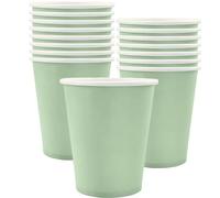 POPOYU MOMAHUA 16 Pièces Gobelets en Papier - Vert Sauge Gobelets en Carton 25cl - Multicolores Tasses de Fête Solides et Épais - Pour Café, Thé, Boissons Froides - Fête Anniversaire Mariage Vacances