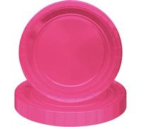 POPOYU MOMAHUA 16Pcs Assiettes en Papier 18cm/7inch - Rose Rouge Assiettes Épaisses et Solides pour Fête - Résistantes aux Graisses - Design Élégant Moderne pour Anniversaire Décoration