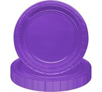 POPOYU MOMAHUA 16Pcs Assiettes en Papier 18cm/7inch - Violet Assiettes Épaisses et Solides pour Fête - Résistantes aux Graisses - Design Élégant Moderne pour Anniversaire Décoration