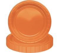POPOYU MOMAHUA 16Pcs Assiettes en Papier 23cm/9inch - Orange Assiettes Épaisses et Solides pour Fête - Résistantes aux Graisses - Design Élégant Moderne pour Anniversaire Décoration