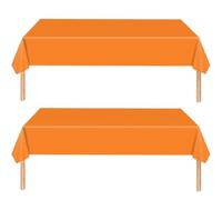 POPOYU MOMAHUA 2Pcs Nappe Anti-tâches 137x274 cm - Orange Nappe de Table Rectangulaire en Plastique - Imperméable et Résistante - pour Fête, Anniversaire, Pique-Nique, Salle à Manger, Jardin, Mariage