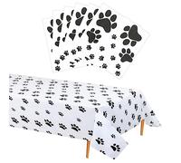 POPOYU Nappe Et Serviettes De Fête Avec Animaux De Safari De La Jungle, Décorations De Table De Fête à Imprimé Chien 21P, Nappe En Plastique Et Serviettes Pour Fournitures De FêtePour Enfants