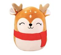 POPOYU Peluche Renne Noël Kawaii 25cm, Animal en Peluche Mignon, Personnage Plush Squishy, Deco Kawaii pour Cadeaux de Noël Anniversaire Les Enfants