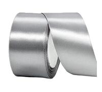 POPOYU Ruban de Satin Argent 50mmx23m, Ruban Boite Gateau, Ruban Tissu pour Noel Cérémonie Mariage Artisanat Décoration, Bouquet Voitures, Anniversaire