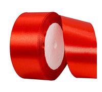 POPOYU Ruban de Satin Rouge 40mmx23m,Ruban Boite Gateau Ruban Rouge Satin pour Cadeau Emballage,Ruban Tissu pour Noel Cérémonie Mariage Artisanat Décoration,Bouquet Voitures, Anniversaire