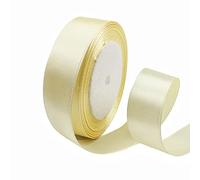 POPOYU Ruban Satin 25mm, 23 mètres Blanc Cassé Rubans de Tissu pour Emballage des Cadeaux pour Fête Noël Halloween, Artisanat, Bouquets, Projets de Couture, Anniversaire et Mariage Gâteau Décoration