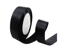POPOYU Ruban Satin 25mm, 23 mètres Noir Rubans de Tissu pour Emballage des Cadeaux pour Fête Noël Halloween, Artisanat, Bouquets, Projets de Couture, Anniversaire et Mariage Gâteau Décoration
