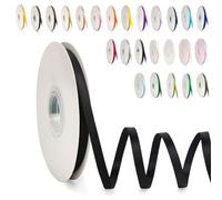 POPOYU Ruban Satin, 6mm x 91m Ruban de Ballon Noir en Satin pour Créer des Cartes, Scrapbooks, Emballage Cadeaux Décorations, Fleurs, Boîtes, Marque-places, Gâteaux, Confirmation, Mariage, Noël