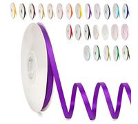 POPOYU Ruban Satin, 6mm x 91m Ruban de Ballon Violet en Satin pour Créer des Cartes, Scrapbooks, Emballage Cadeaux Décorations, Fleurs, Boîtes, Marque-places, Gâteaux, Confirmation, Mariage, Noël