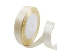 POPOYU Ruban Satin Blanc Cassé 15mm x 23m pour Noël, Cadeau, Emballage, DIY, Décoration de Mariage, Anniversaire, Artisanat, Fête, Coffrets, Bouquet, Noeud et Couture